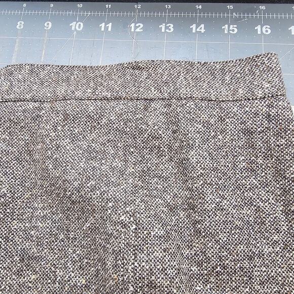 Conrad C Vintage Skirt Women Size 14 Brown 90s Midi Silk Wool Preppy Academia - Picture 6 of 10